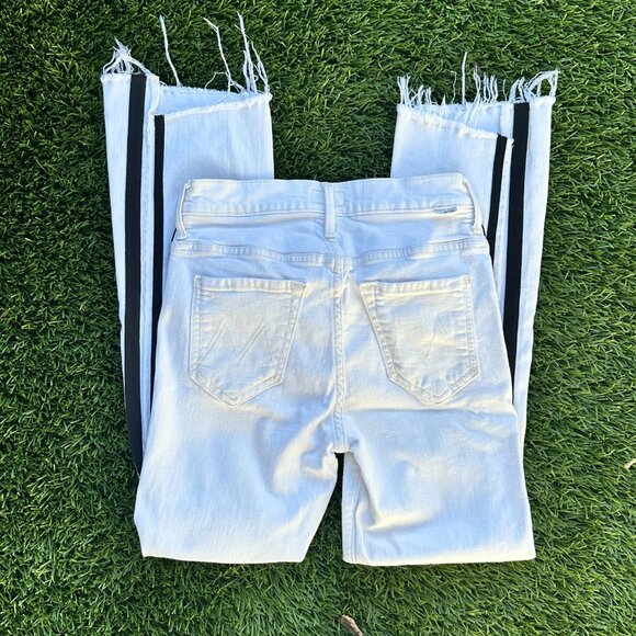 MOTHER Jeans Insider Crop Step Fray Stripe High Waist Cut Off Flare - 25 - Picture 2 of 13